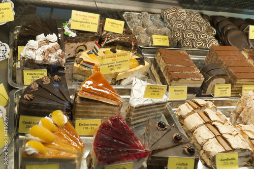 Photography Cream Cakes on Market in Budapest Hungary
