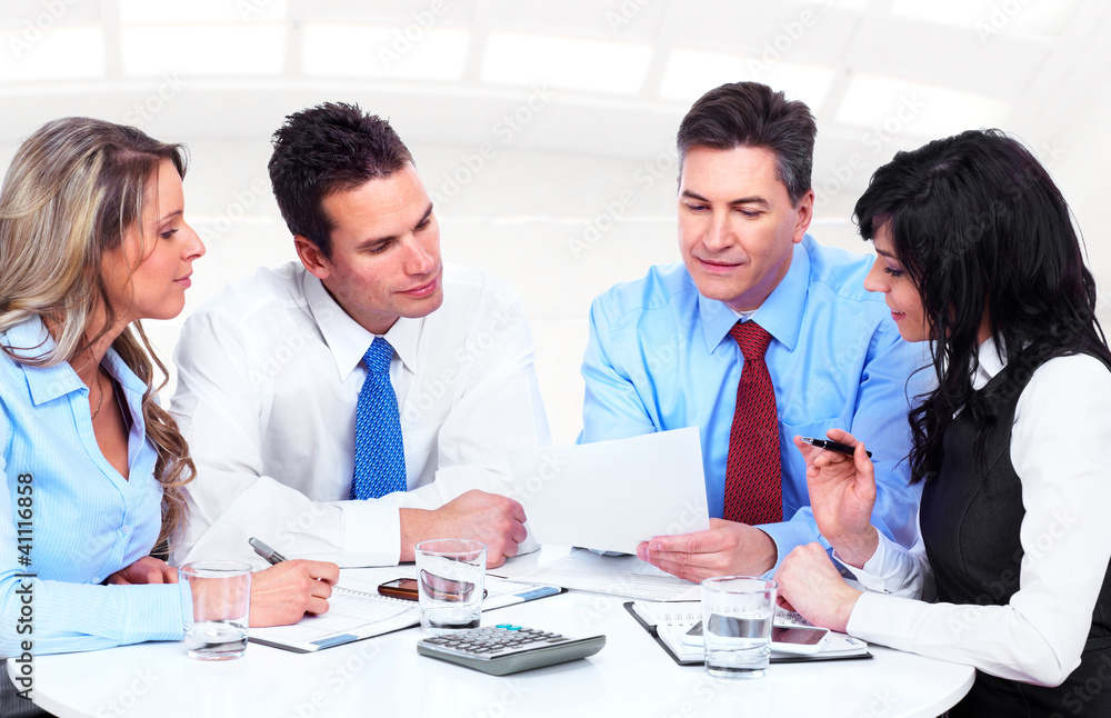 Group of business people working. Group of business people working.