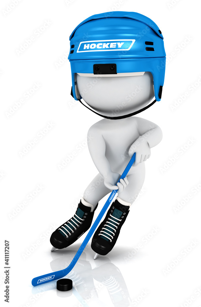 Fototapeta premium 3d white people playing hockey