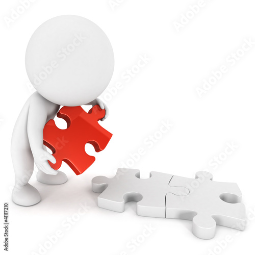 3d white people doing puzzle
