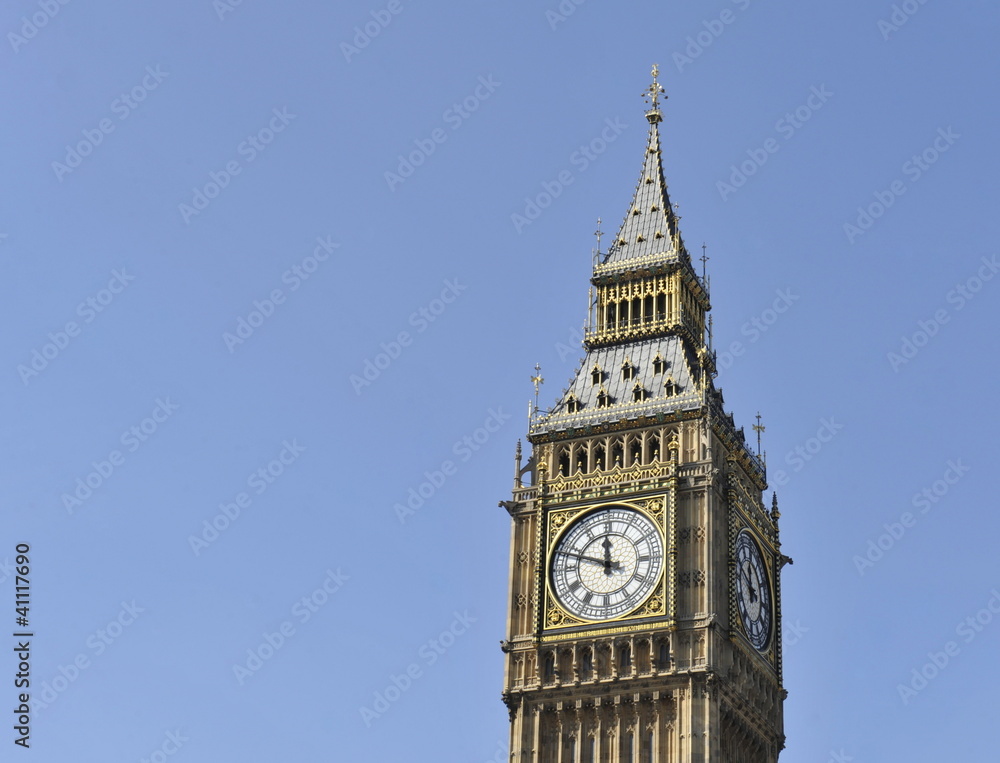 Big Ben isolated against a blue sky