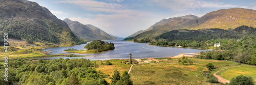 Panorama of the Glenfinnan Monument and Loch Shiel,Scotland