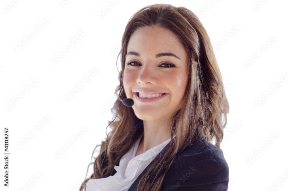 Cute customer service rep taking your call Cute customer service rep taking your call
