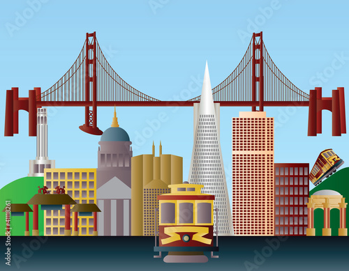 San Francisco City Skyline Illustration