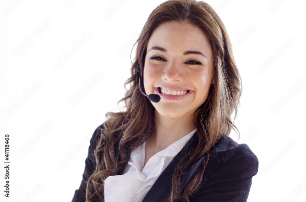 Cute customer service rep taking your call Cute customer service rep taking your call