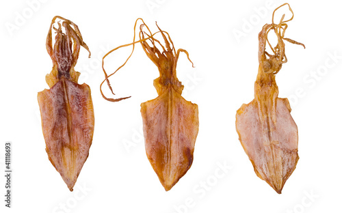 Obraz na płótnie close up of dried squid isolated on white w salonie
