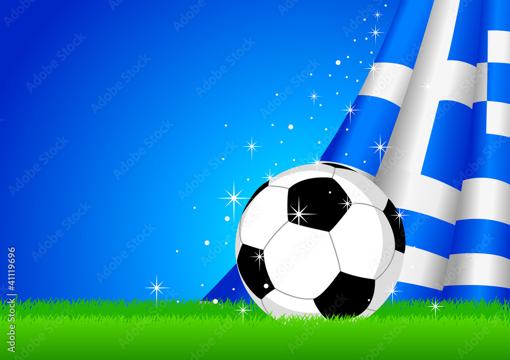 Naklejka premium Vector illustration of a soccer ball with Greece insignia