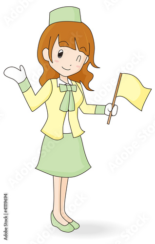 バスガイド　女性　イラスト　素材　ベクター