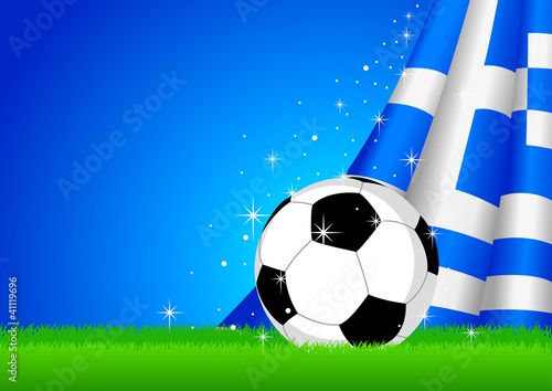 Vector illustration of a soccer ball with Greece insignia
