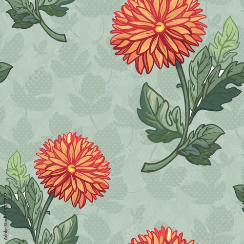 Seamless pattern with chrysanthemum