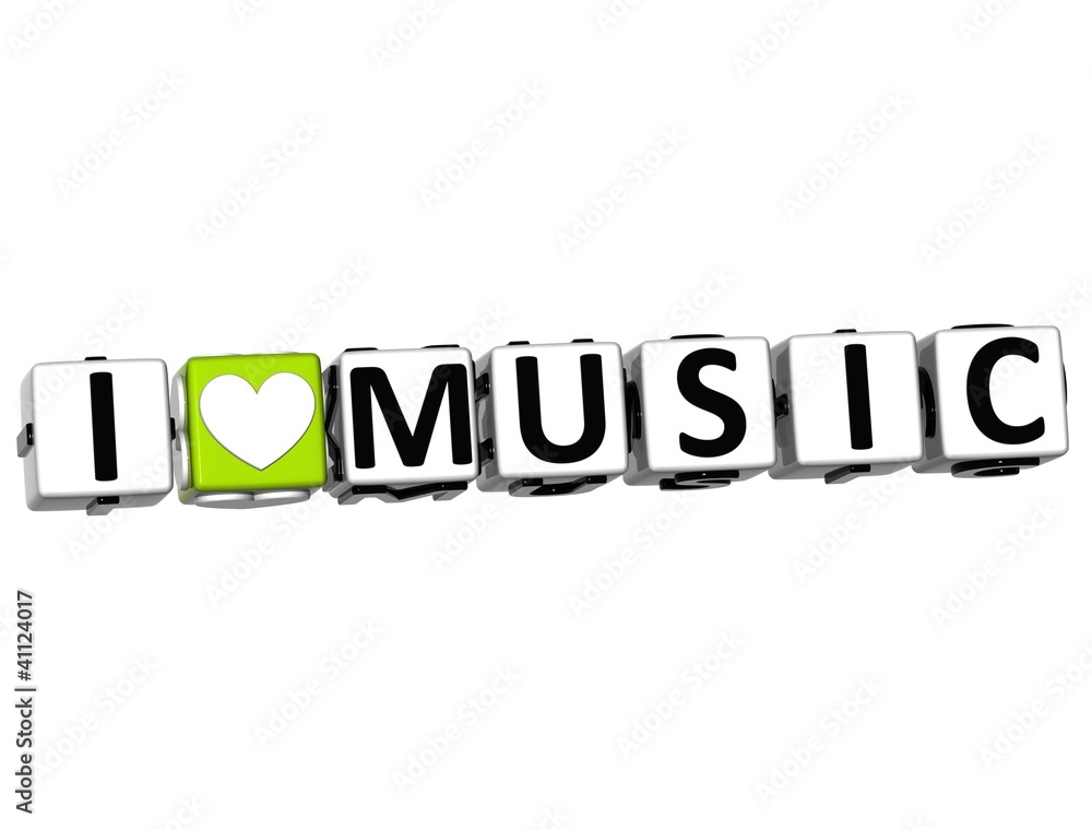 3D Love Music Button cube text 3D Love Music Button cube text