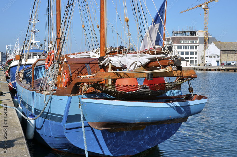 Fishing ship in the port of Fécamp in France
