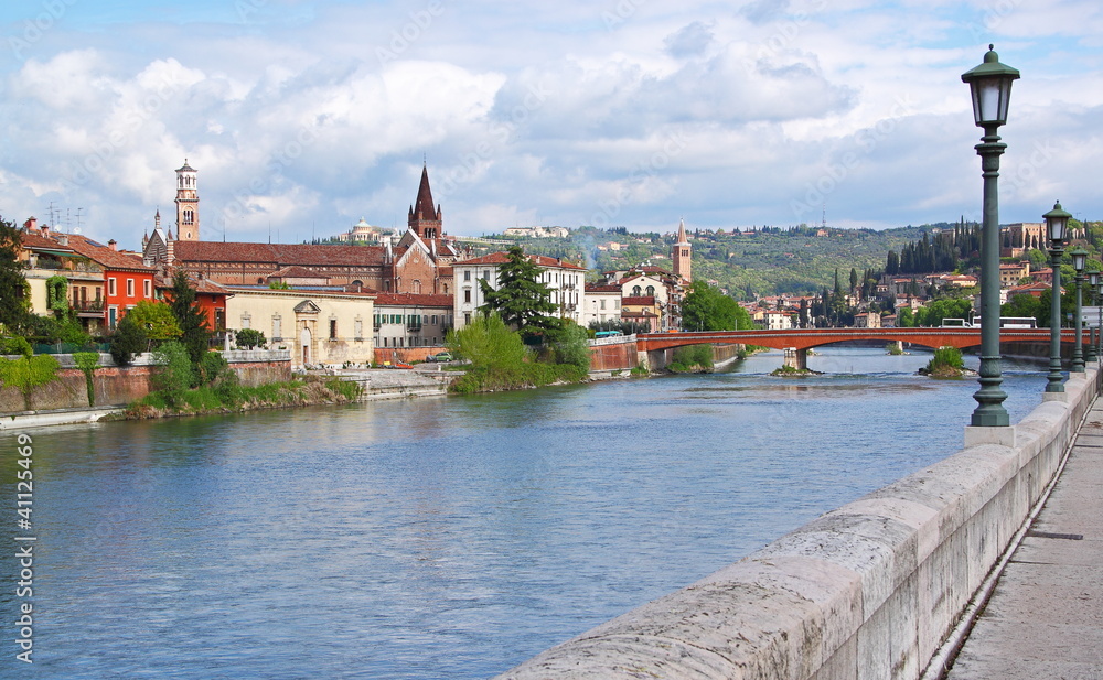 Verona along the river Adige, Italy