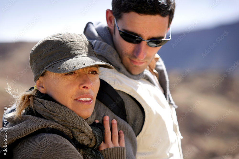 Couple hiking in the wilderness