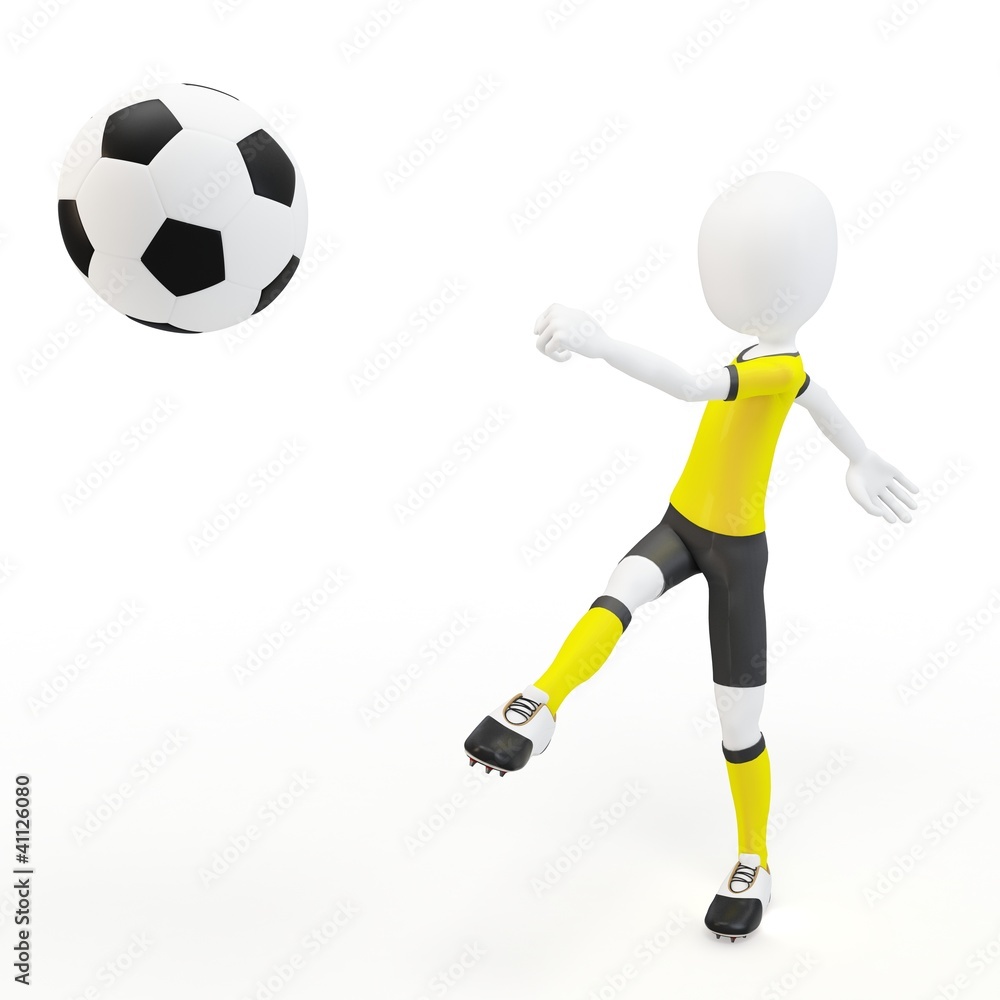 3d man soccer player with ball