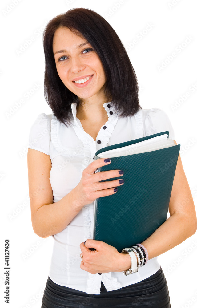 Portrait of happy smiling business woman with folder Portrait of happy smiling business woman with folder