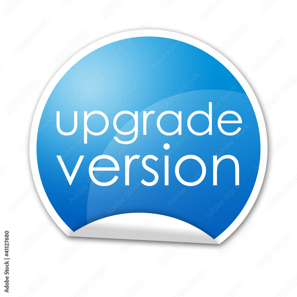 Pegatina con texto upgrade version con reborde Pegatina con texto upgrade version con reborde