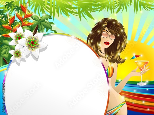 Ragazza e Cocktail Tropicale-Young and Girl Exotic Drink