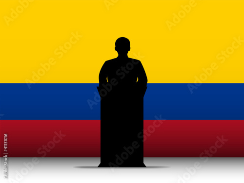 Colombia Speech Tribune Silhouette with Flag Background