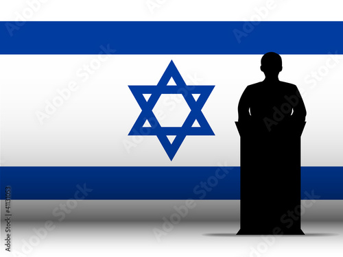 Israel Speech Tribune Silhouette with Flag Background