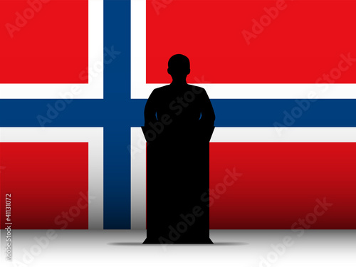 Norway Speech Tribune Silhouette with Flag Background