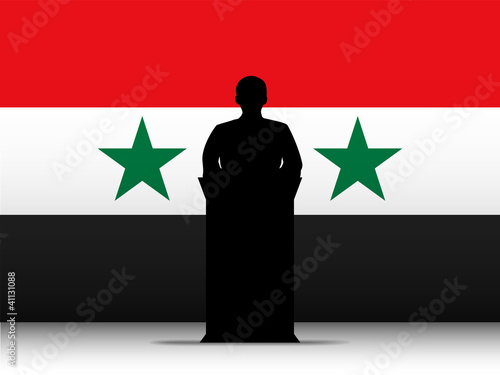 Syria Speech Tribune Silhouette with Flag Background