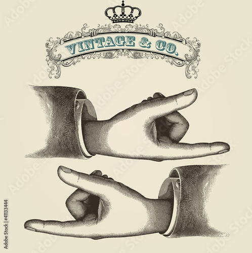 Pointing fingers, retro illustration