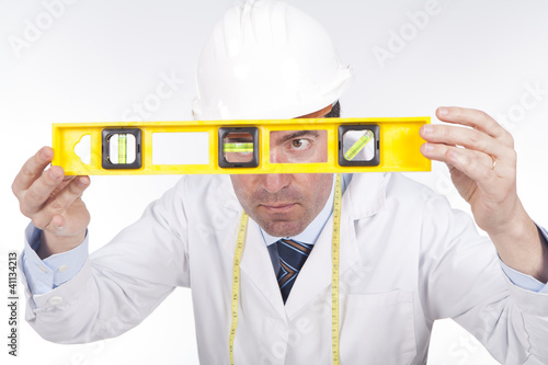 engineer using a level