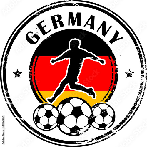 Stamp with football and name Germany, vector illustration