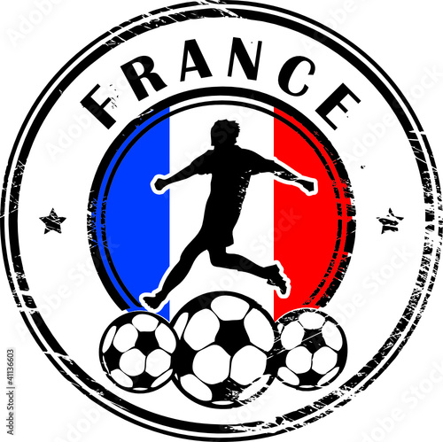 Stamp with football and name France, vector illustration