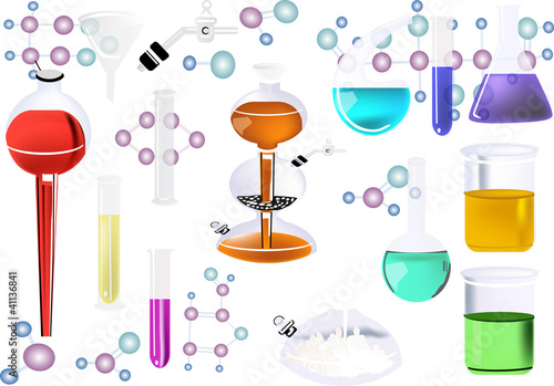 collection of isolated chemical glass