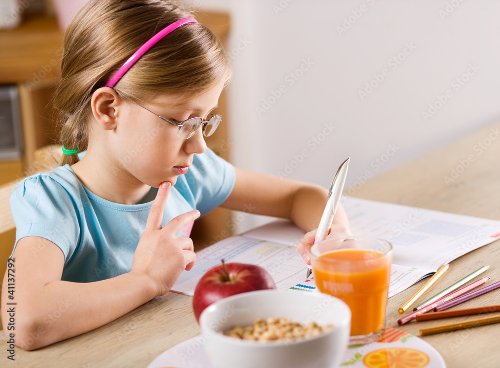 girl doing homework