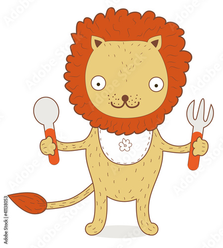 Cute Lion Cub wants to eat something testy