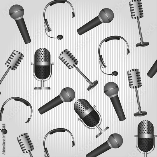 pattern of headphones and microphones