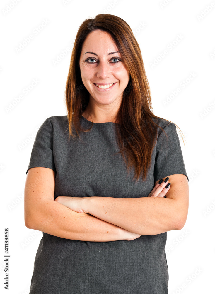 Young female executive isolated on white