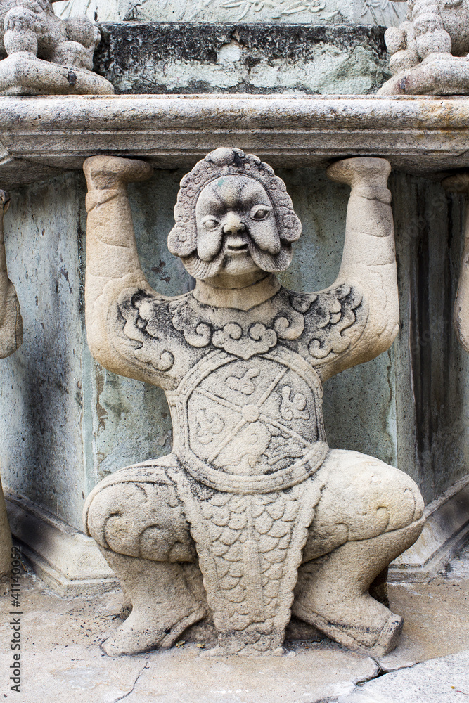 Chinese ancient sculpture dolls in wat pho, bangkok, thailand