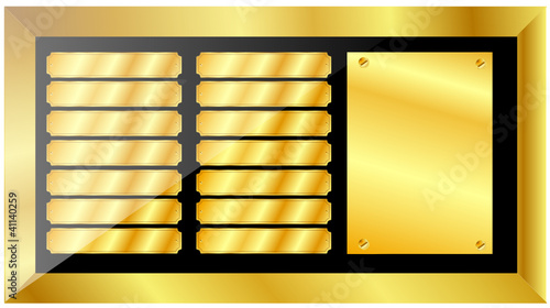 Mehrfachklingel Gold mit Gravurplatte