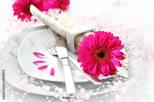 Place setting in pink