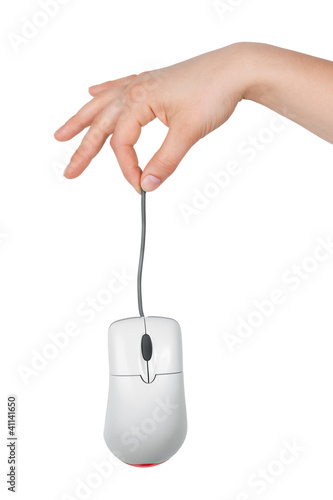 Computer mouse in hand photo