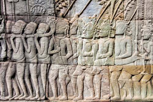 Bas-relief on the wall of Angkor Wat