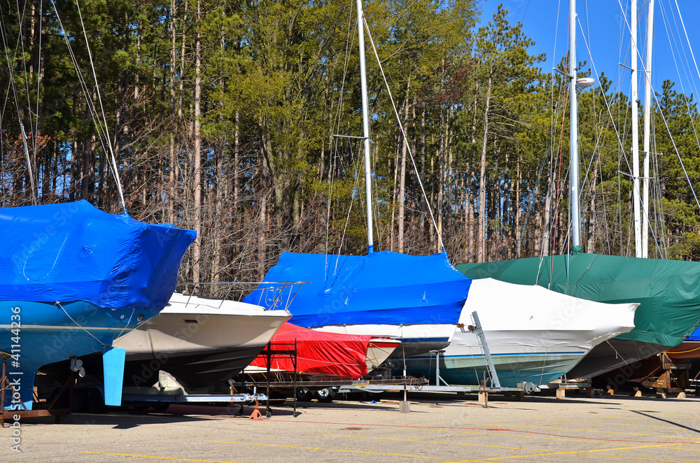 Naklejka premium Boats under cover