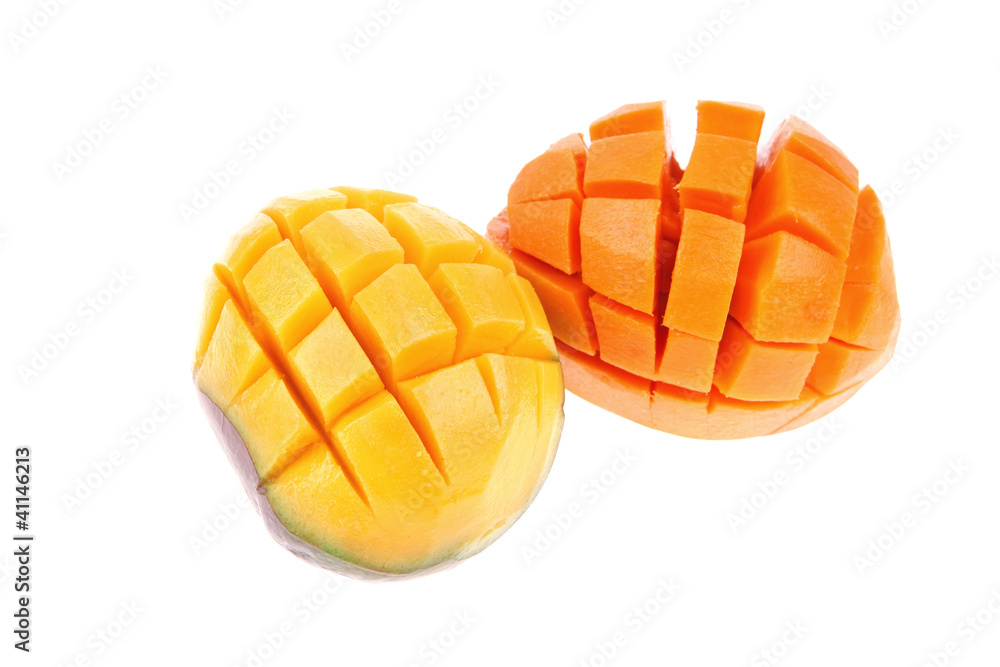 carved mango isolated over white carved mango isolated over white
