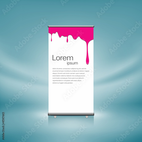 Roll up front pink color dripping design. vector