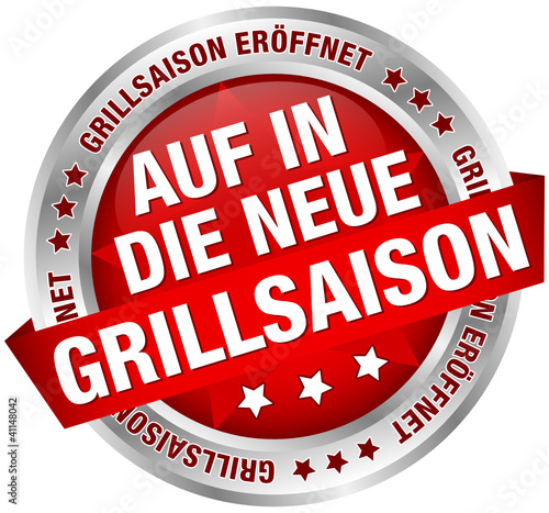 Button Banner "Auf in die neue Grillsaison" rot/silber