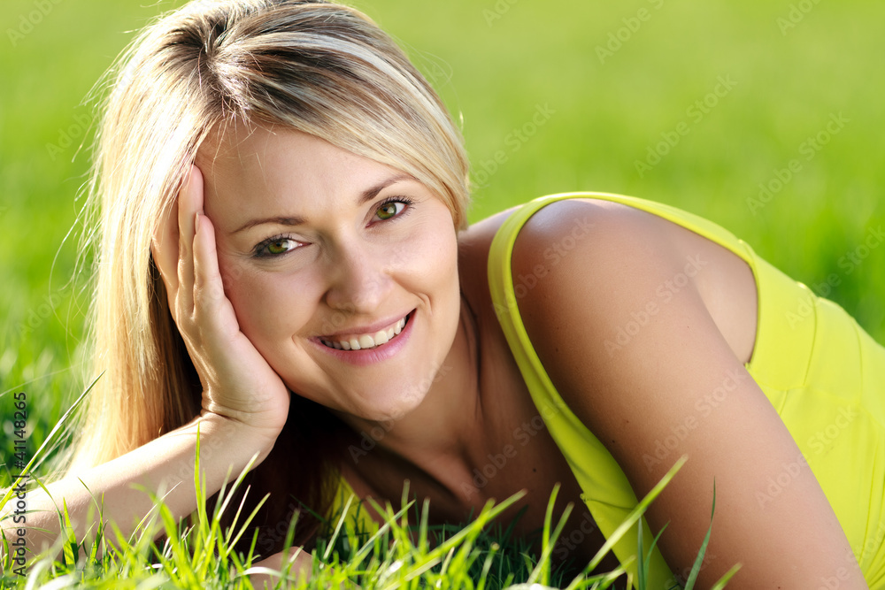 happy young attractive woman outdoors happy young attractive woman outdoors