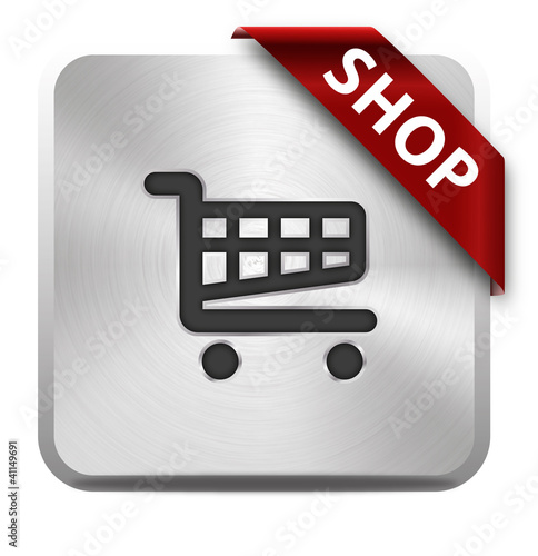 metallisches piktogramm für einen onlineshop mit roter schleife