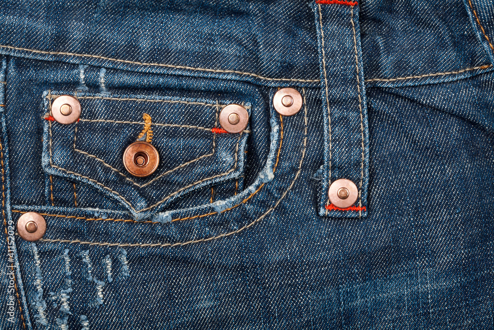 Blue jeans fabric with pocket Blue jeans fabric with pocket