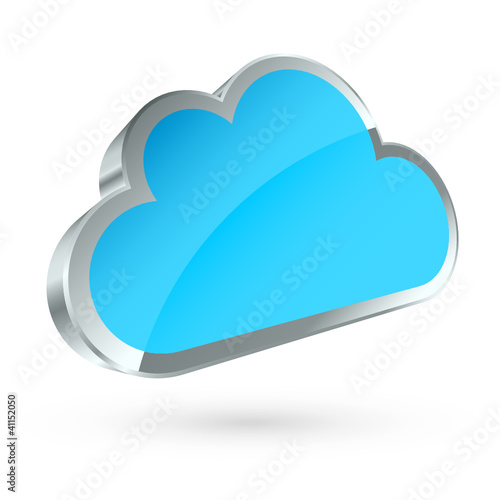 Light Blue 3D Cloud Silver Frame