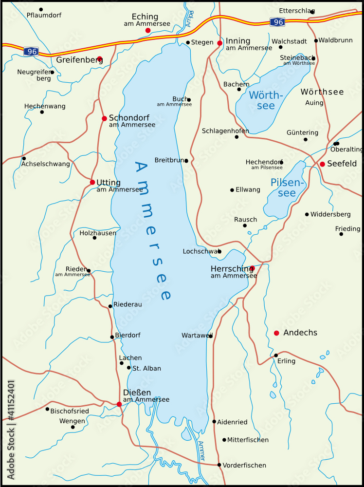 Naklejka premium Ammersee, Wörthsee, Pilsensee