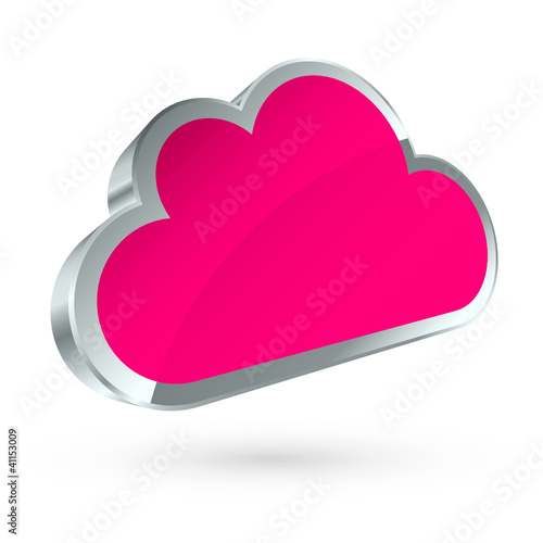 Pink 3D Cloud Silver Frame